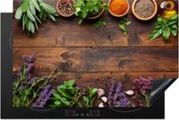 Merkloos KitchenYeah® Inductie beschermer 80x52 cm - Kruiden - Specerijen - Hout - Inductiebeschermer