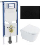 Geberit QeramiQ Dely Toiletset - Hangend - Diepspoel - Rimless - Inbouwreservoir - Softclose Zitting - Mat Zwart Bedieningsplaat