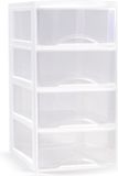 Plasticforte Ladeblokje/bureau organizer met 4x lades - transparant/wit - L18 x B25 x H33 cm