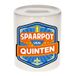 Bellatio Decorations Kinder spaarpot met naam - Quinten - keramiek - met dop - wit