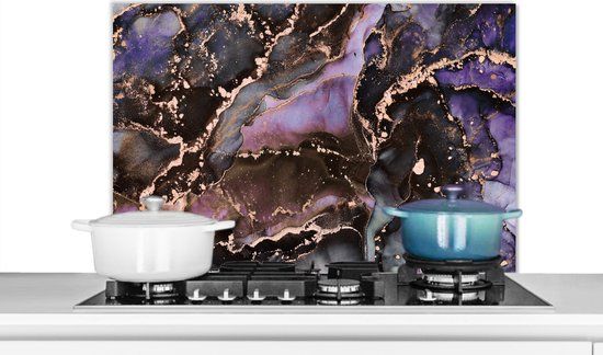 KitchenYeah Spatscherm Marmer goud - RvM - Ferrari - 90x60 cm - Keuken achterwand - Multicolor