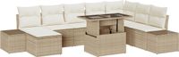 vidaXL Banquette de jardin 9 pièces beige/crème polyrotin