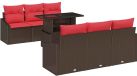 vidaXL Tuinbank - Set - 7-delig - 6 zitplaatsen - Bruin en Rood