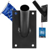 KOTARBAU® Vaandelhouder, 1-voudig, schroeven, vlaggenmasthouder, vlaggenmast, vlag, gepoedercoat, zwart, vlaggenhouder, handvat, wandbevestiging, vlaggenwandhouder, 70 x 110 mm