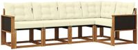 vidaXL - Hoek loungeset - 5 zitplekken - Natuurlijk en crème - Acacia hout