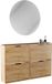 Planetmöbel STIVIO - Schoenenkast 60 cm - Goud eiken - Set van 2 met 2 kleppen - LED-spiegel NOVA ⌀ 80 cm