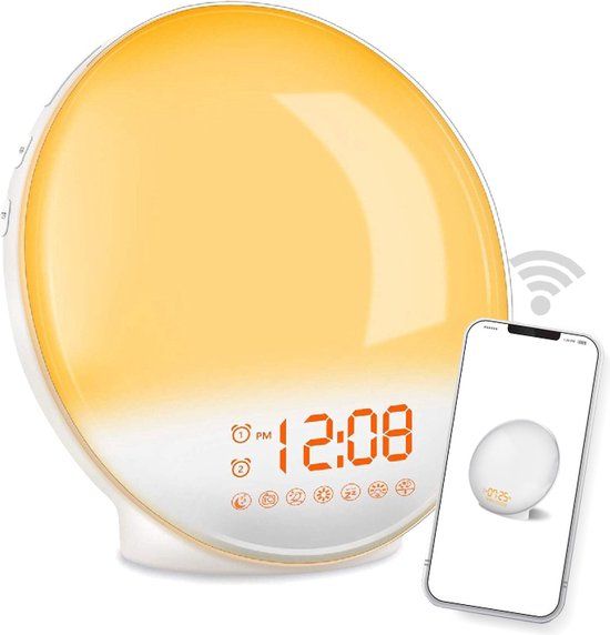 DistinQ Wake-Up Light - Wifi Smart - Wekkerradio met dubbele wektijd - Slaaphulp met USB aansluiting