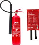 SAVS Brandblus box - CO2 middel - Brandblusser CO2 5 kg & Blusdeken 120 x 180 cm