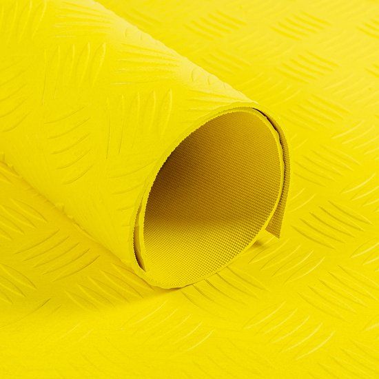 Merkloos / Sans marque Rubber mat tranenplaatmotief - 10 x 1,5 meter - Geel - 3mm dik