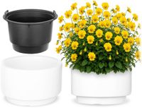 KADAX Bloempot met binnenpot, plastic sierpot vorstbestendig voor bloemen en planten, staand wit 39x24cm