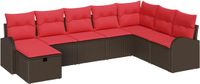 vidaXL - Tuinbank - Set - 2 zitplekken - Bruin - Polyrattan