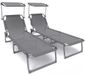 Merkloos Opvouwbare ligbed met zonnescherm, set van 2 stuks