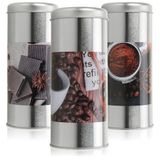 COM-FOUR® 3x koffiecupblik, metalen blik voor koffiecups, decoratief blik | bewaarcontainer voor koffie - cacao - thee - koekjes