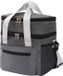 Non-branded Sac à lunch isotherme double couche multifonctionnel, unisexe, grande capacité, adapté aux voyages et aux pique-niques, avec bandoulière, gris, rotin