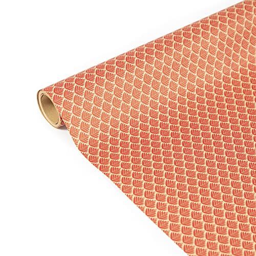 Clairefontaine Rol cadeaupapier Tiny Rolls Kraft met schupperpatroon - Rood - 5 m x 0,35 m