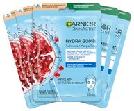 Garnier SkinActive Hydra Bomb Doekmasker, intensief hydraterend en revitaliserend, met hyaluronzuur en granaatappelextract, 5 x 28 g