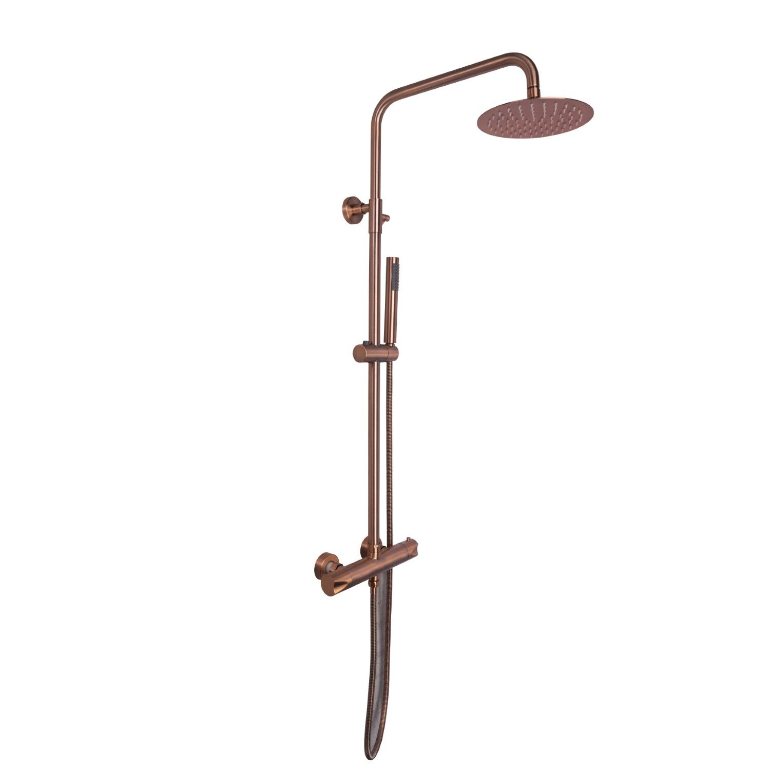 Boss & Wessing Colorato Thermostatische Regendouche Set 20 cm Rond Geborsteld Koper