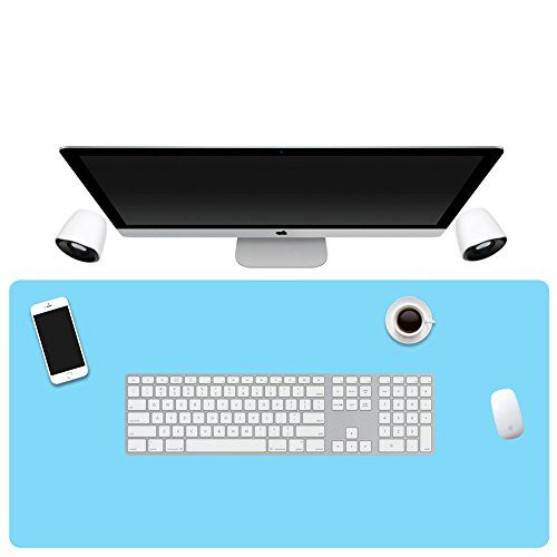 LL-COEUR Grote Kunstleer Waterbestendig Muismat Computer Kantoor Bureaulegger (700 x 300 x 2 mm, Blauw)