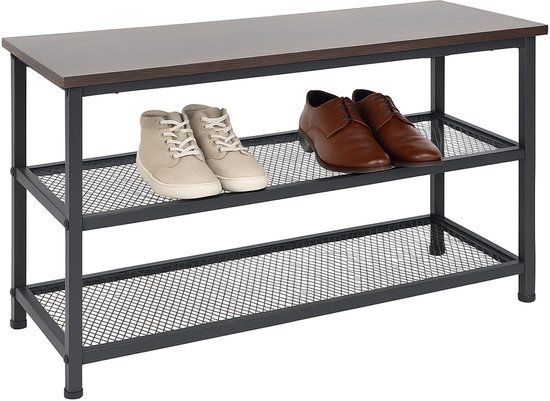 Merkloos Relaxdays Schoenenrek metaal - 80 cm breed - voor 6 paar - industrieel