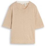 Tom Tailor Pull en maille avec soie - Taille L - beige gravier chiné