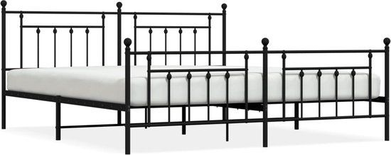 vidaXL Bedframe met hoofd- en voeteneinde metaal zwart 200x200 cm
