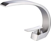 Merkloos / Sans marque Moderne wastafelkraan met enkel gat, uniek 1 gat, eigentijdse ijdelheid, hoge kranen, schip - zilver