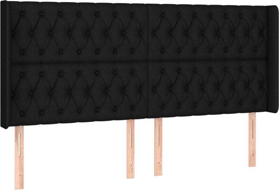 vidaXL Hoofdbord - Stof - Zwart - 203x16x118/128 cm