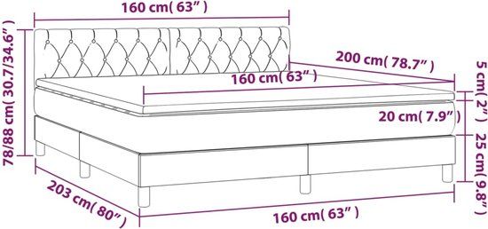 vidaXL Boxspring bed met matras - fluweel - donkerblauw - 160x200 cm