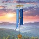 UpBlend Outdoors Windgong voor buiten - 29 inch blauwe windgong buiten, zen tuinklokken voor buiten, tinnen windgong decoratie, windgong voor moeder, oma, geschenken voor haar