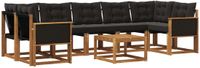 vidaXL Hoek loungeset 7 zitplekken Naturel en zwart Acacia hout