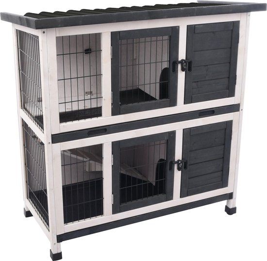 Flamingo Konijnenhok Bambam - Zwart - 100 x 50 x 102 cm