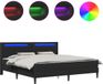 vidaXL Bedframe met LED-stripverlichting Zwart 180 x 200 cm Kunstleer