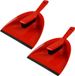 Buemag 2x stuks stoffer en blik kunststof/rubber rood
