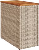vidaXL Tuinbijzettafel met houten blad, polyrattan, beige
