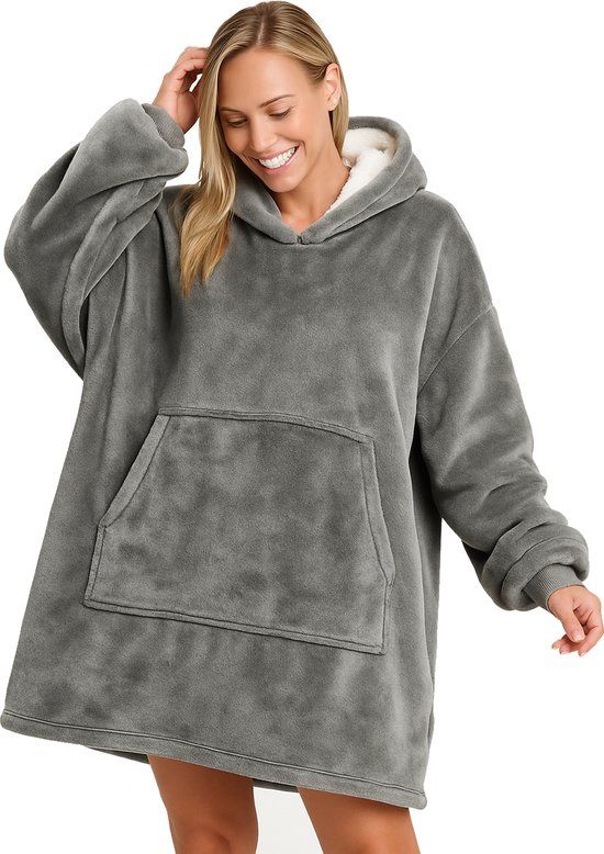 Travelhawk Travelhawk Hoodie Deken - Snuggle Hoodie - Fleece Deken Met Mouwen - Hoodie Blanket - Donkergrijs