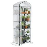 VOUNOT® Kweekkas Foliekas met 5 Planken, 5-laags Tuinkas voor Balkon en Tuin, Tomatenkas met Stevig Frame, Waterdicht en UV-bestendig, 69x49x193cm, Wit