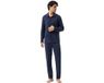 Mey Pyjama Serie Pure Night Yacht Blue Katoen Lange Mouw Effen Maat S