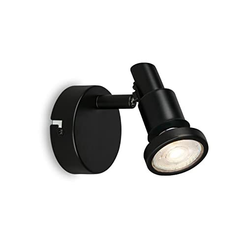 Briloner BRILONER- LED wandlamp badkamer, verstelbaar, LED wandlamp badkamer, IP44, warm witte lichtkleur, GU10, zwart, 80x106 (DxH)