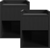 en.casa Nachtkast Nand set van 2 met lade open vak 55x45x39 cm zwart