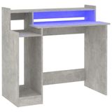 vidaXL Bureau met LED-verlichting 97x45x90 cm Bewerkt Hout Betongrijs