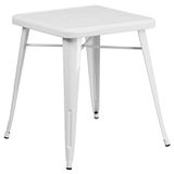 Flash Furniture Vierkante binnen-buitentafel, metaal, wit, 64,77 x 63,5 x 15,24 cm