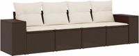 vidaXL 4-delige Loungeset met kussens, polyrattan, bruin