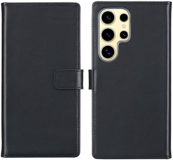 Selencia Echt Lederen Bookcase voor de Samsung Galaxy S25 Ultra - Zwart