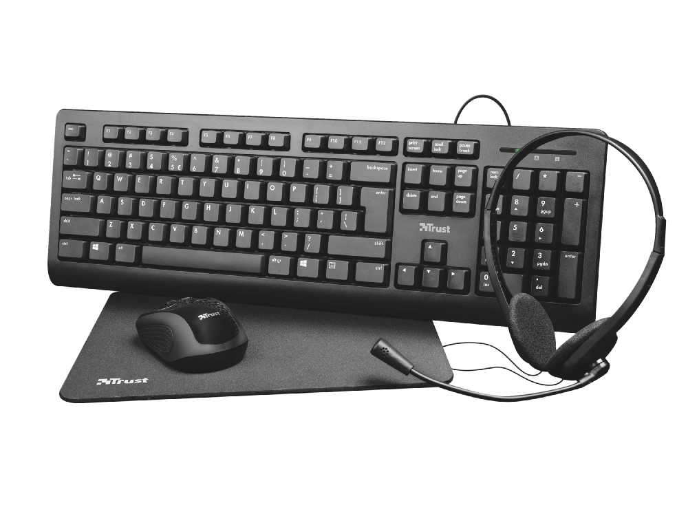 Trust Primo - Toetsenbord - Zwart - USB - QWERTY - Inclusief Muis