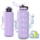 Vikaster Sportdrinkfles, BPA-vrij, 1500 ml, fles met rietje, lekvrij, gemakkelijk te openen, herbruikbare fles, fitnessstudio, hardlopen