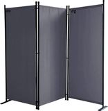 QUICK STAR Paravent, set de 3, cloisons en tissu, 170 x 165 cm, gris
