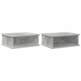 vidaXL Table de chevet - Lot de 2 - Gris béton - Bois traité - 40 x 31 x 15 cm
