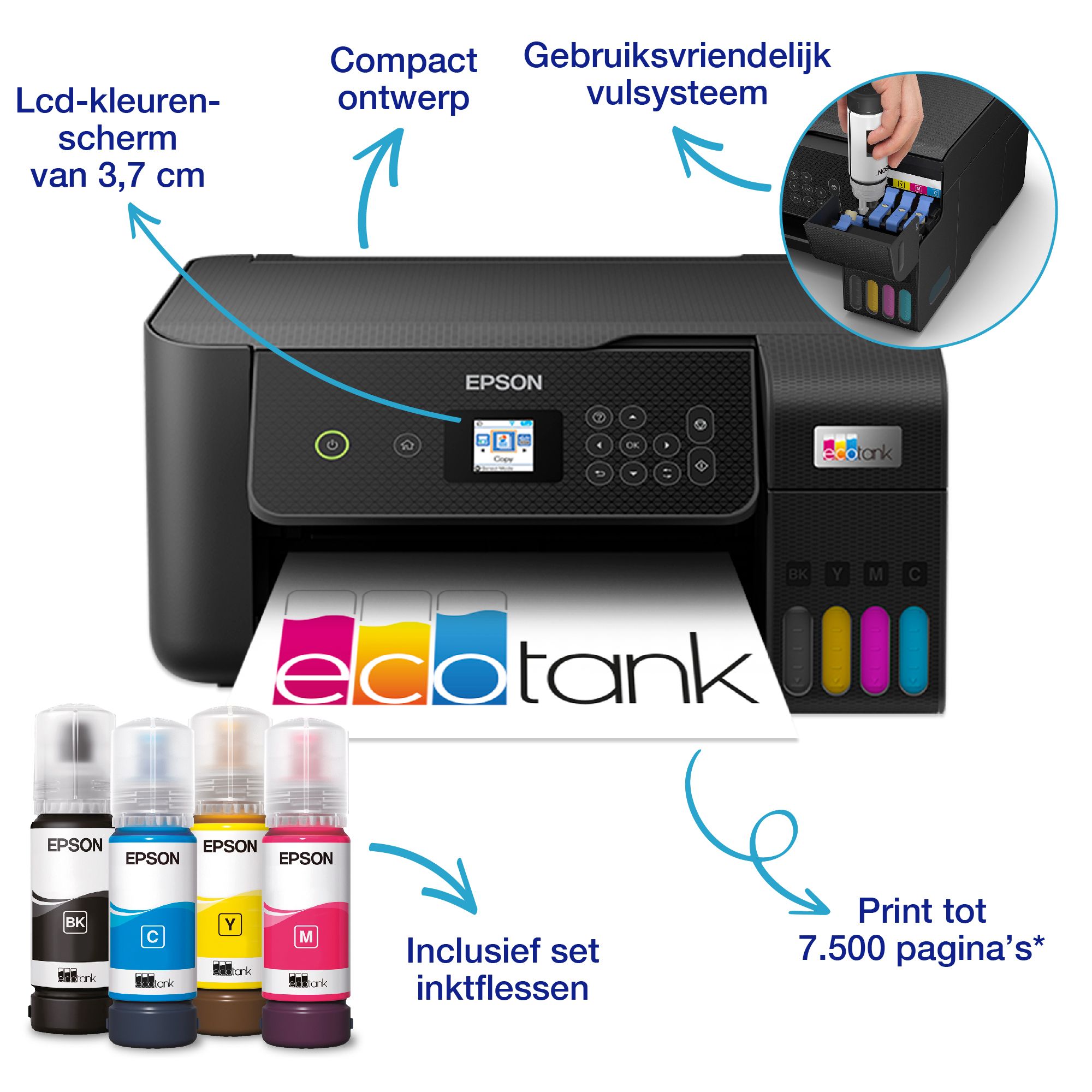 Epson EcoTank ET-2820 - Multifunctionele Wi-Fi-printer met inkttank