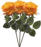 Emerald Roos Simone Kunstbloem - 3 Stuks - Geel/Oranje - 45 cm