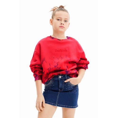 Desigual sweater with watercolor floral print red